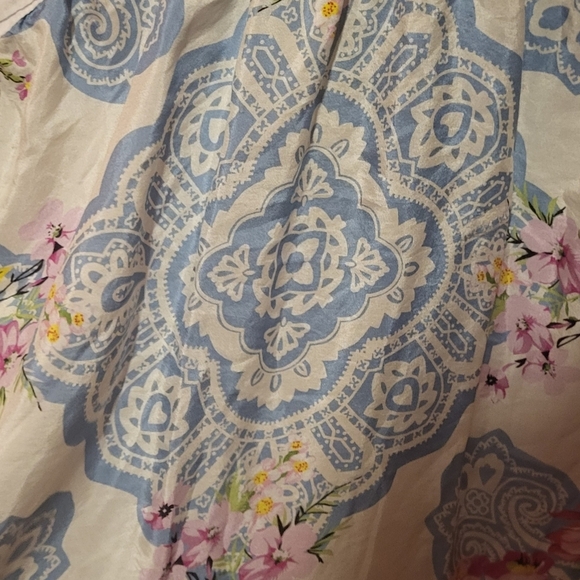 Johnny Was Effortless Striped Puff-Sleeve Peasant Blouse Floral Size Large - Picture 6 of 9